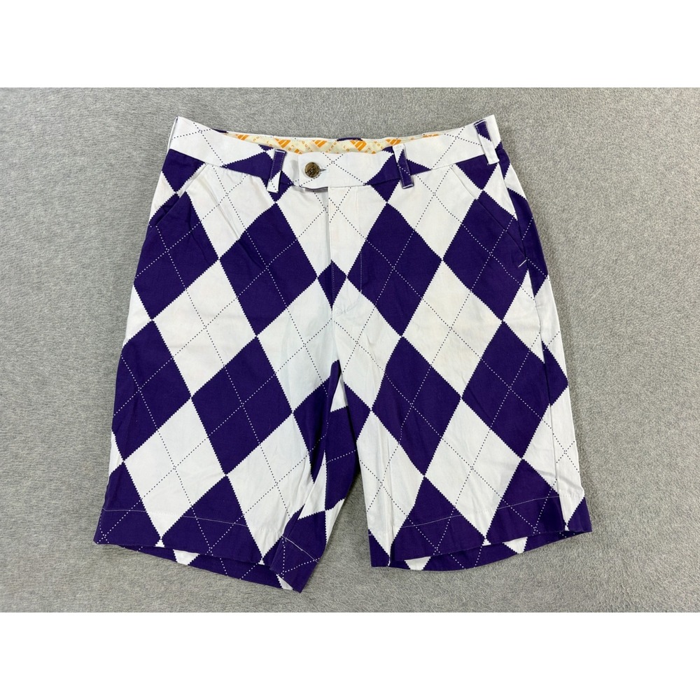 Loudmouth LSU Tigers Diamond Style Golf Shorts (Men's 32) Purple - 11"